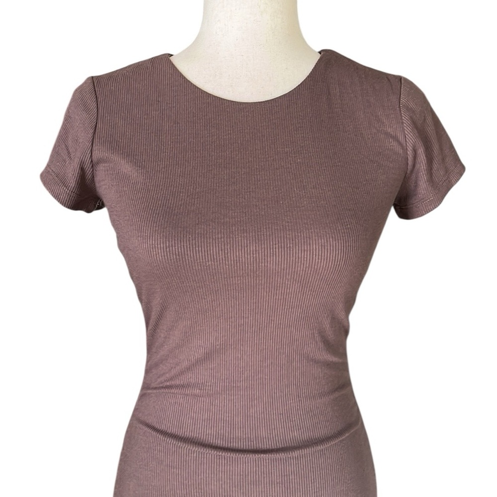White Fox Adjustable Side Ruched Ribbed Body Con Dress - Picture 7 of 9